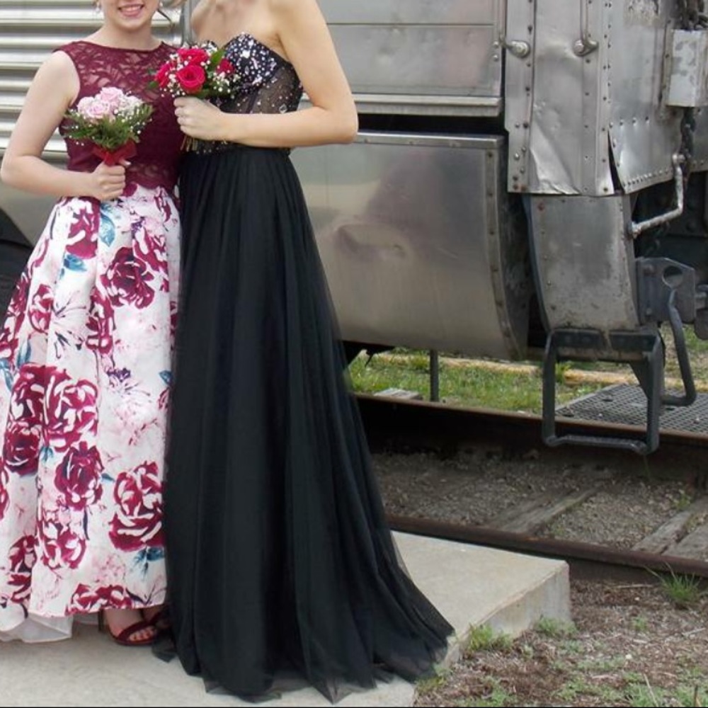 long black prom dress with jewels